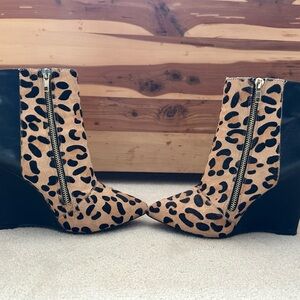 Steve Madden Leopard Print Ankle Booties with Black Wedge